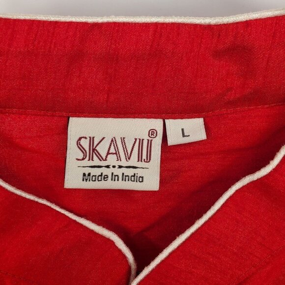 SKAVIJ Men's Tunic Art Silk Long Shirt Embroidered Kurta & Nehru Jacket Large - Picture 9 of 12